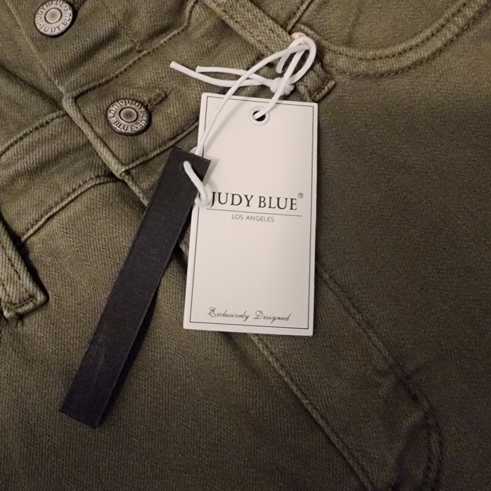 Jufy Blue Olive Green Flare Jeans for Women - Picture 5 of 6